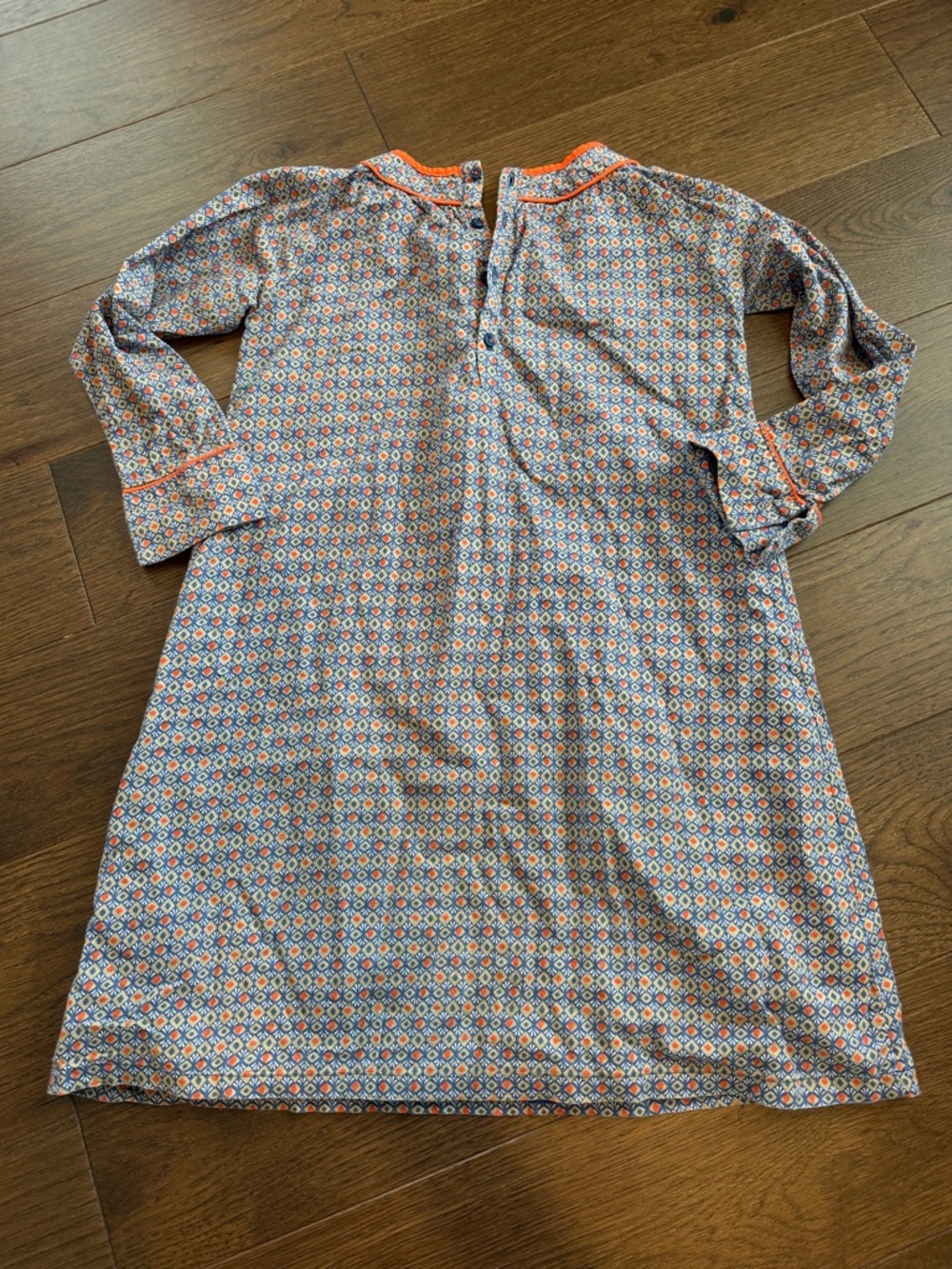 Bleu Comme Gris Girls Long Sleeve Dress with Orange Trim Size 8 - C36-023 - Picture 10 of 10